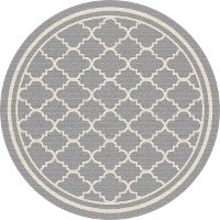 GCT1010 8RND 8' Round Gray Moroccan Tile Indoor-Outdoor Rug - Garden City