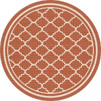GCT1011 8RND 8' Round Terra Cotta Orange Moroccan Tile Indoor-Outdoor Rug - Garden City
