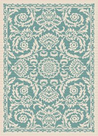 GCT1013 5x8 5 x 7 Medium Aqua Oriental Indoor-Outdoor Rug - Garden City