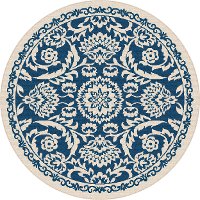 GCT1014 8RND 8' Round Navy Blue Oriental Indoor-Outdoor Rug - Garden City