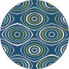 GCT1017 8RND 8' Round Geometric Navy Blue Indoor-Outdoor Rug - Garden City