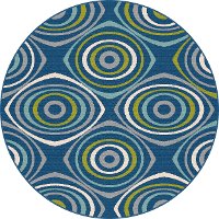 GCT1017 8RND 8' Round Geometric Navy Blue Indoor-Outdoor Rug - Garden City