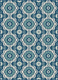 GCT1018 5x8 5 x 7 Medium Floral Navy Blue Indoor-Outdoor Rug - Garden City