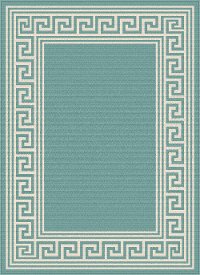 GCT1019 5x8 5 x 7 Medium Greek Key Aqua Indoor-Outdoor Rug - Garden City