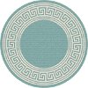 GCT1019 8RND 8' Round Greek Key Aqua Indoor-Outdoor Rug - Garden City