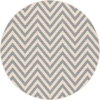 GCT1021 8RND 8' Round Chevron Gray Indoor-Outdoor Rug - Garden City