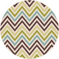 GCT1022 8RND 8' Round Chevron Multi-Colored Indoor-Outdoor Rug - Garden City
