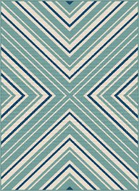 GCT1023 5x8 5 x 7 Medium Blue and Aqua Indoor-Outdoor Rug - Garden City