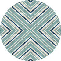 GCT1023 8RND 8' Round Blue and Aqua Indoor-Outdoor Rug - Garden City
