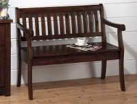 Brown Storage Bench with Slat Back