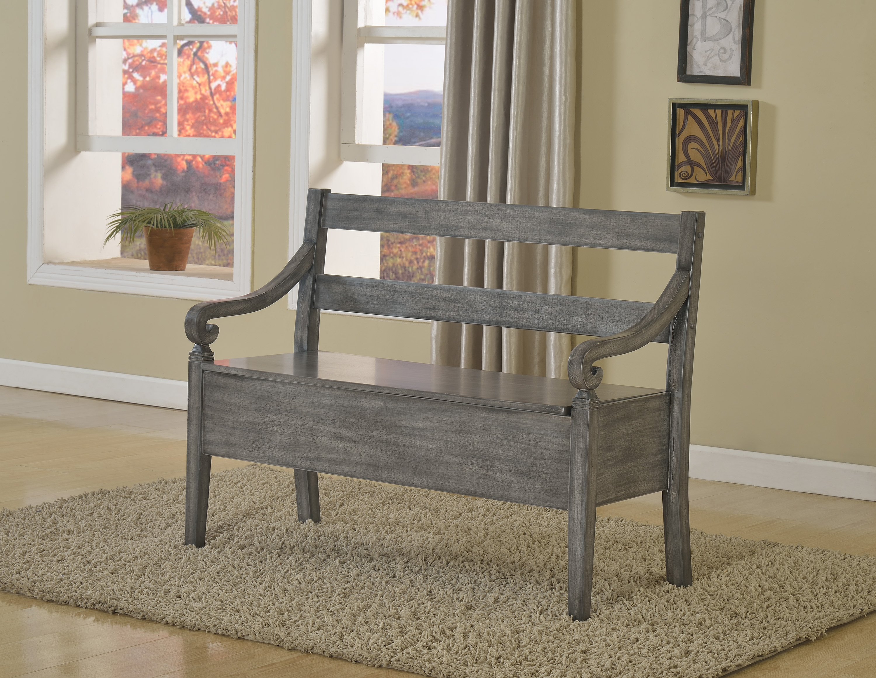 Kennedy Gray Storage Bench-1