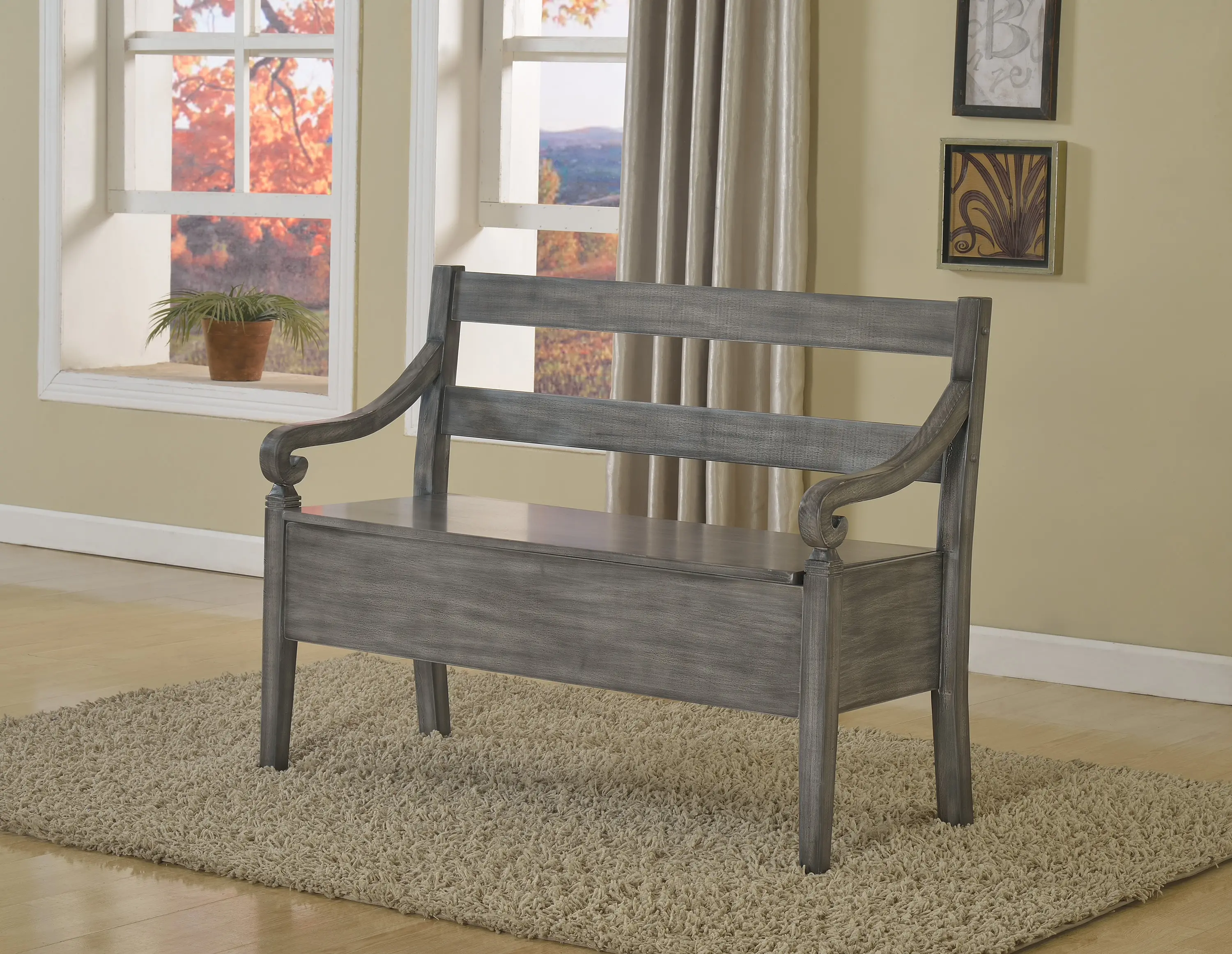 Kennedy Gray Storage Bench-1