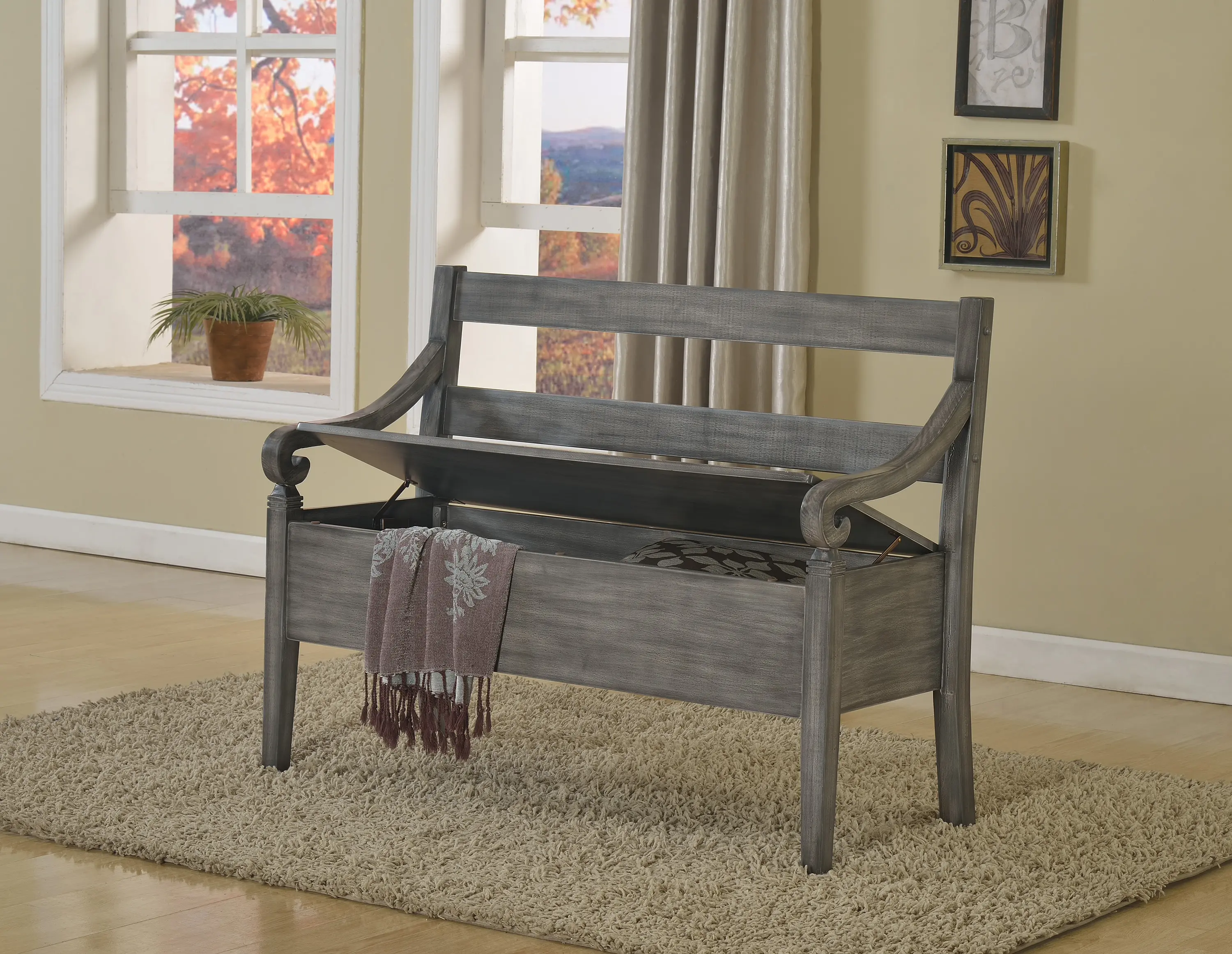 Kennedy Gray Storage Bench-2