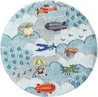 5' Round Aviator Sky Blue Rug - Whimsy