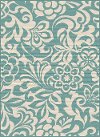 GCT1030 5x8 5 x 7 Medium Floral Aqua Indoor-Outdoor Rug - Garden City