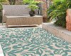 GCT1030 5x8 5 x 7 Medium Floral Aqua Indoor-Outdoor Rug - Garden City-2