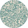 GCT1030 8RND 8' Round Floral Aqua Indoor-Outdoor Rug - Garden City