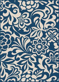 GCT1031 5x8 5 x 7 Medium Floral Navy Blue Indoor-Outdoor Rug - Garden City