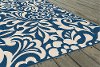 GCT1031 5x8 5 x 7 Medium Floral Navy Blue Indoor-Outdoor Rug - Garden City-3