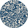 GCT1031 8RND 8' Round Floral Navy Blue Indoor-Outdoor Rug - Garden City