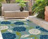 GCT1032 5x8 5 x 7 Medium Floral Aqua Indoor-Outdoor Rug - Garden City-2