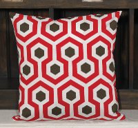 Red, Cream and Brown Geometric Throw Pillow