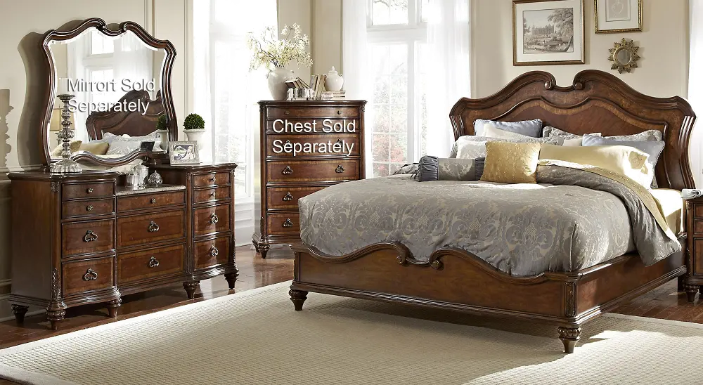 Marisol Brown Traditional Queen Bed & Dresser-1
