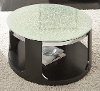 Glass Top Round Cocktail Table on Wheels - Croften