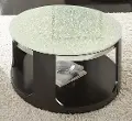 Glass Top Round Cocktail Table on Wheels - Croften