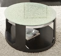 Glass Top Round Cocktail Table on Wheels - Croften