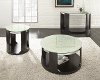 Glass Top Round Cocktail Table on Wheels - Croften-2
