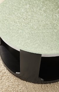 Glass Top Round Cocktail Table on Wheels - Croften-3