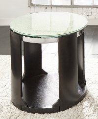 Crackle Glass Top Round End Table - Croften
