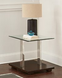 Contemporary Glass Top End Table - Kessy