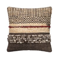 Brown and Red Wool Textured Throw Pillow