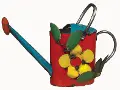 Metal Watering Can with Flower Decor