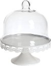 White Metal and Glass Cake Stand