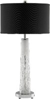 White Glass Drip Table Lamp with Black Shade