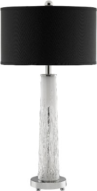 White Glass Drip Table Lamp with Black Shade