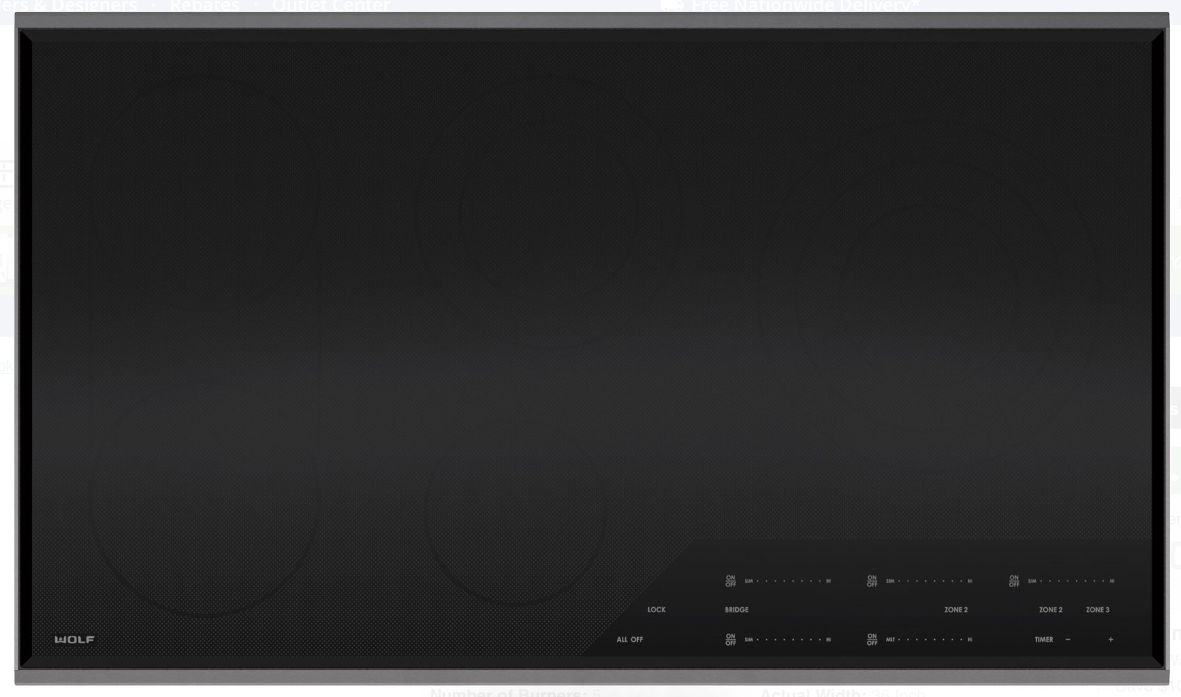 CE365T/S Wolf 36 Inch Transitional Electric Cooktop - Stainless Steel-1