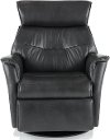 Charcoal Gray Large Leather Swivel Glider Power Recliner - Captain