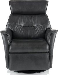 Charcoal Gray Large Leather Swivel Glider Power Recliner - Captain