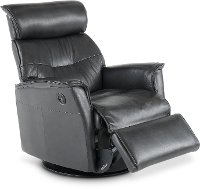 Charcoal Gray Large Leather Swivel Glider Power Recliner - Captain-2
