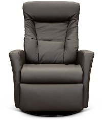 Coffee Brown Large Leather Swivel Glider Power Recliner - Grove