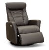 Coffee Brown Large Leather Swivel Glider Power Recliner - Grove-2