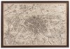 Sepia Tones Vintage Map of Paris Framed Wall Art