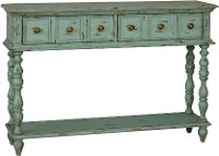 Rub Through Aged Turquoise 2 Drawer Sofa Table