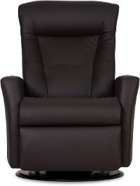 Coffee Brown Leather Large Swivel Glider Manual Recliner - Grove