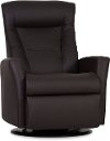 Coffee Brown Leather Large Swivel Glider Manual Recliner - Grove-2