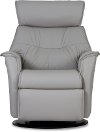 Cinder Taupe Standard Leather Swivel Glider Power Recliner - Captain